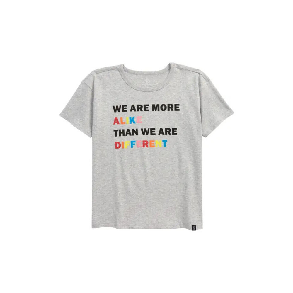 Treasure & Bond Kids Cotton T-Shirt Heather Grey We Are More Alike Size XL 14-16